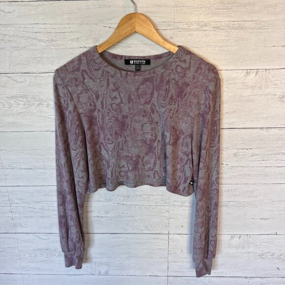 EleVen by Venus Williams Top Womens Size Small Purple and Gray Marbled Cropped - Picture 4 of 15